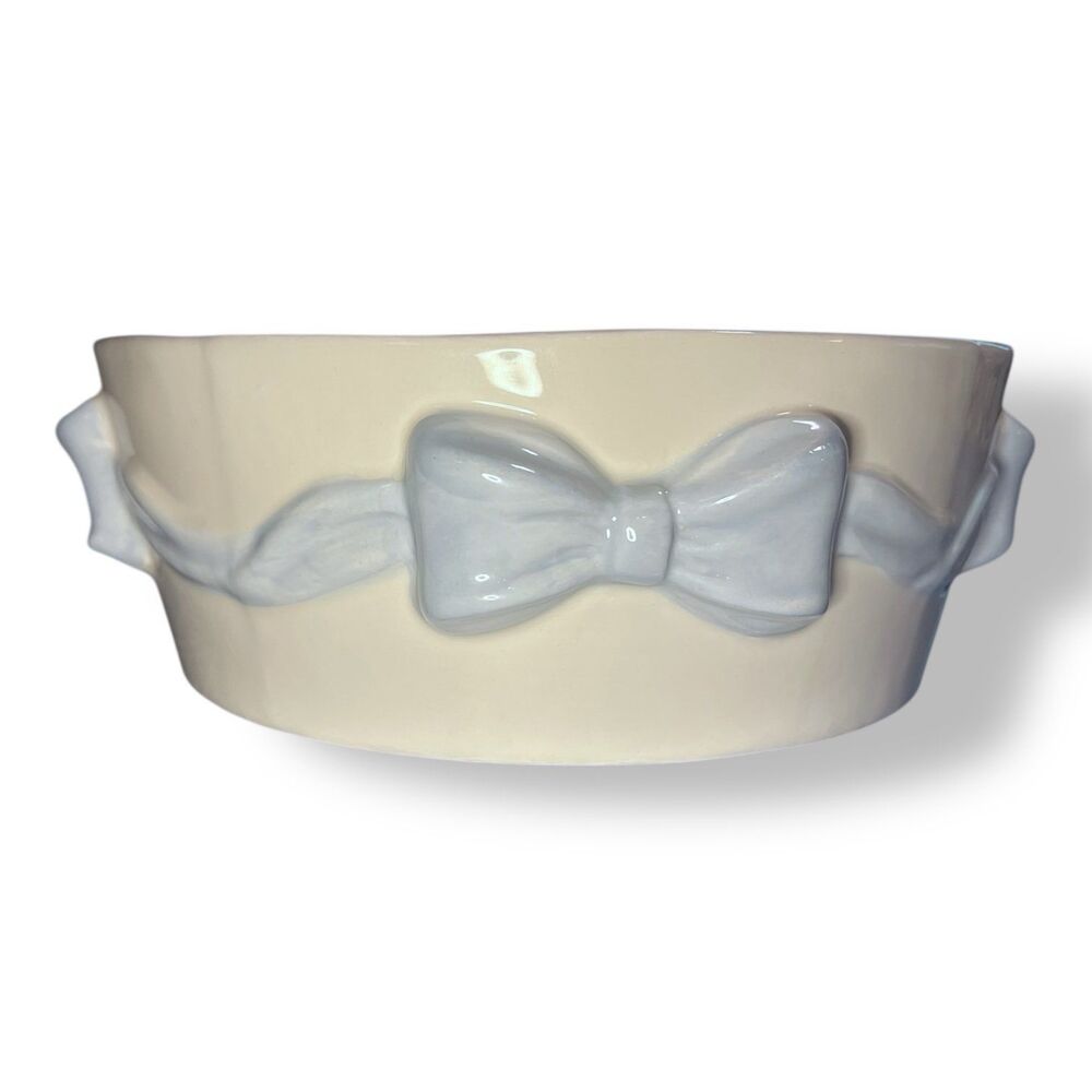 Blue Bow Coquette Ceramic Dog Bowl - Picture 2 of 8